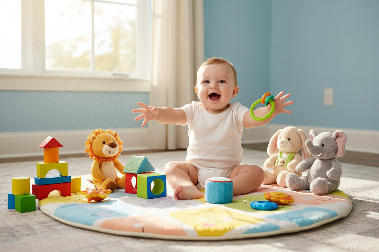 baby playing with toys